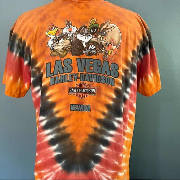 Harley Davidson Motorcycle HD Yosemite Sam Looney Tunes Shirt Tye Dye Orange XL - Picture 13 of 13